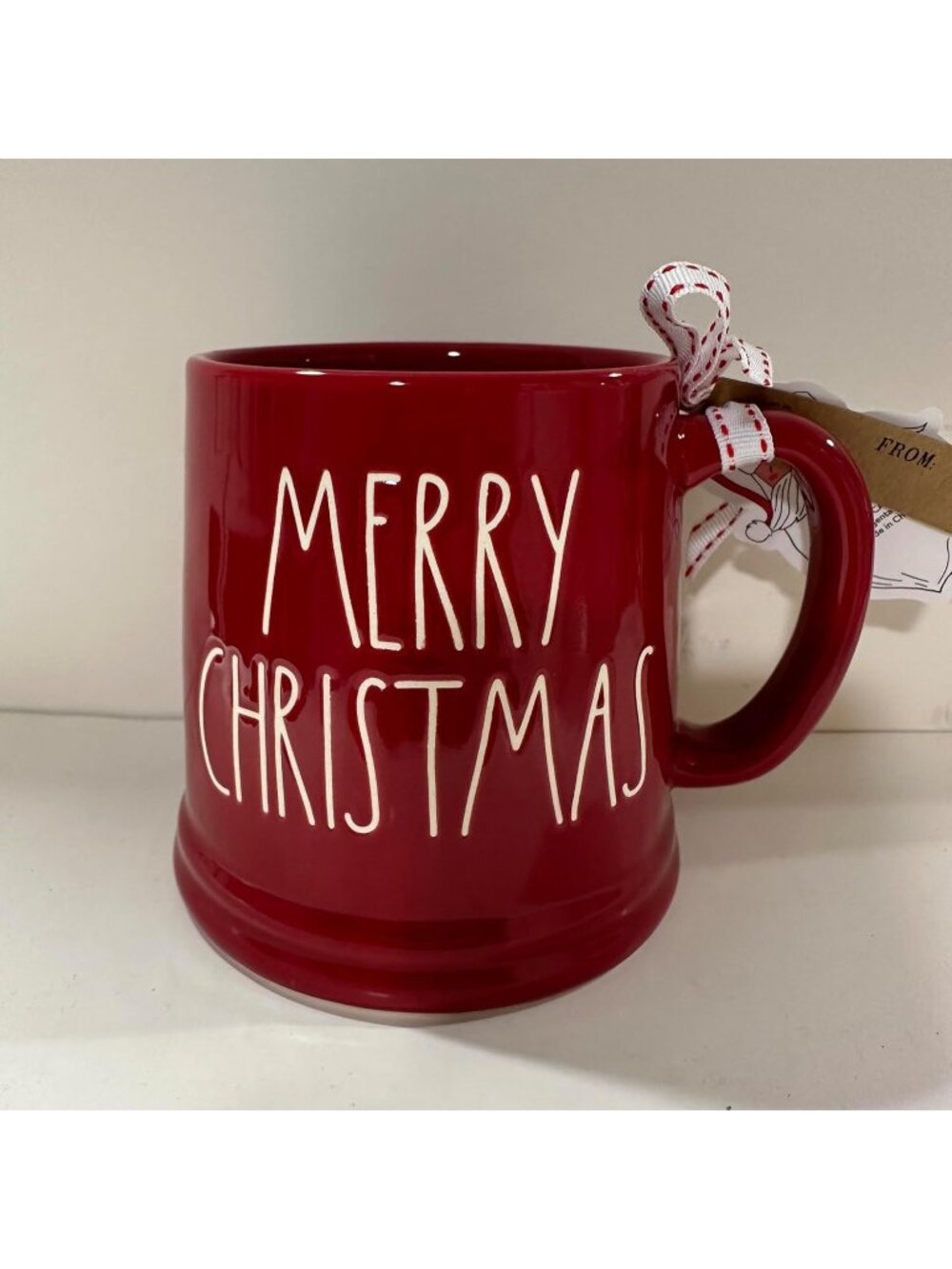 NEW Rae Dunn by Magenta Red "MERRY CHRISTMAS" Large Bottomed Beer Style Mug